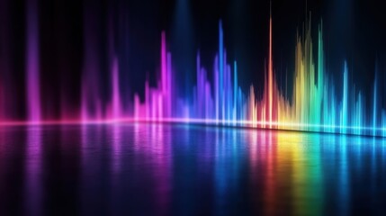 Colorful sound wave pattern resembling digital music equalizer display