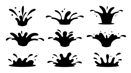 Water drops, black sea ocean waves stencil.