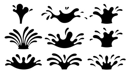 Water drops, black sea ocean waves stencil.