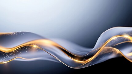 Fototapeta premium Dekoracyjne złote łuki światła z motywami linii i fal na luksusowym czarno-białym tle