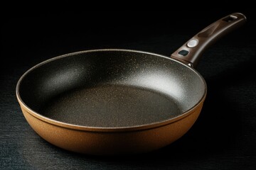 Elegant Stone-Finished Frying Pan: Dark Brown Granite Texture