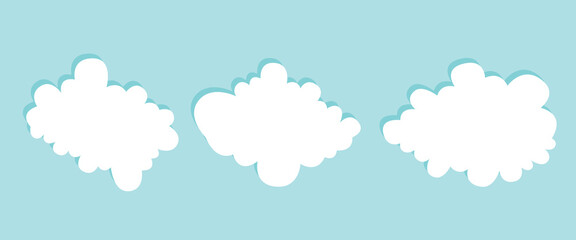 Cartoon white clouds on blue background