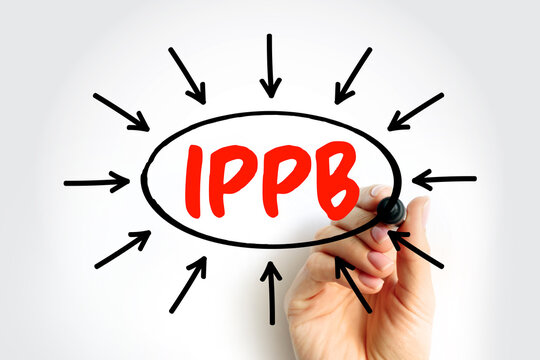 IPPB Intermittent Positive Pressure Breathing - respiratory therapy treatment for people who are hypoventilating, acronym text with arrows