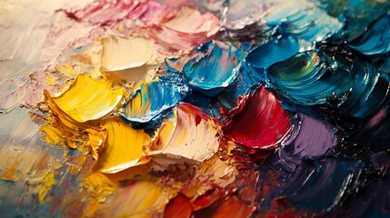 Vibrant Palette: A Textured Symphony of Colors in Abstract Oil Painting