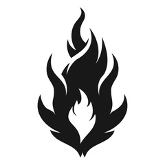 Minimal flame silhouette vector illustration on clear background