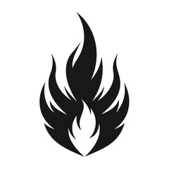 Black fire flames silhouette icon vector on transparent background