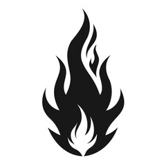 Black fire flames silhouette icon vector on transparent background