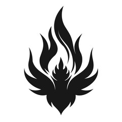Minimal flame silhouette vector illustration on clear background