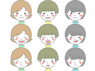 シンプルでかわいい男の子の表情セット