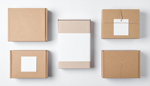 Packaging options for e-commerce products minimalistic studio environment photo collection modern viewpoint