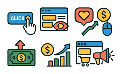 Marketing and seo line icons set – digital, outline, advertising symbols