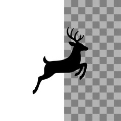 Deer, Monochrome deer head silhouette with antlers in a circular emblem design. Illustration of a deer jumping icon silhouette, deer head icon