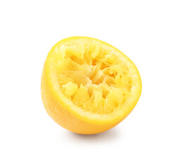Half of squeezed orange isolated on white