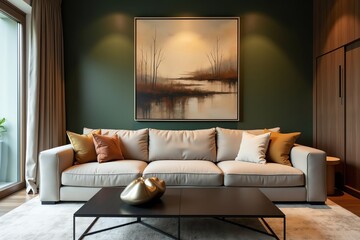Fototapeta premium Stylish living room with art and sofa