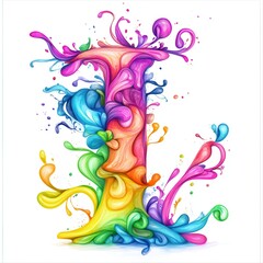 Obraz premium Colorful letter I formed by paint splashes