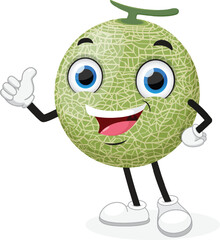 Cute Cantaloupe melon cartoon mascot character
