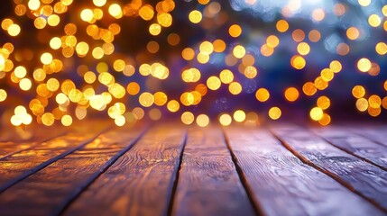 Textured wood surfaces complement vibrant holiday decorations.