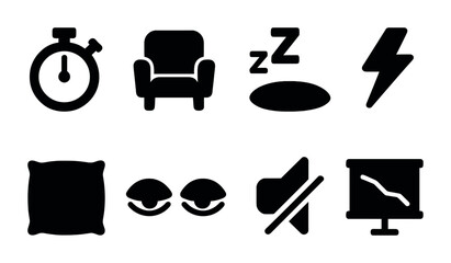 Minimalist icons representing relaxation and productivity concepts