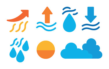 Fototapeta premium Weather and climate icons set – flat, filled, forecast and meteorology symbols