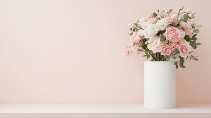 Romantic Pastel Pink and White Flowers in Vase flowers vase bouquet pink roses white flowers romance