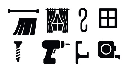 Fototapeta premium Home improvement solid icons set – tools, repair, diy essentials