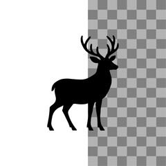 Deer, Monochrome deer head silhouette with antlers in a circular emblem design. Illustration of a deer jumping icon silhouette, deer head icon