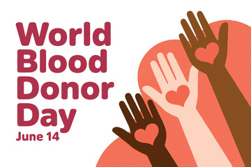 Fototapeta premium World Blood Donor Day awareness banner design with helping hands