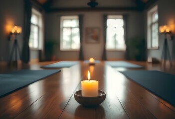 Candlelight and serenity Celebrating International Yoga Day in a tranquil studio