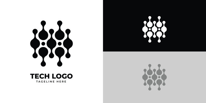 Tech logo design, digital logo, AI modern logo design template