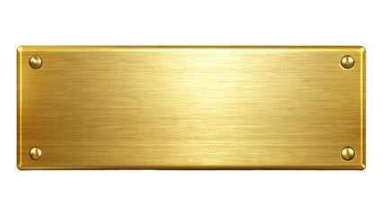 Golden Shiny Blank Metal Nameplate Isolated on White Background