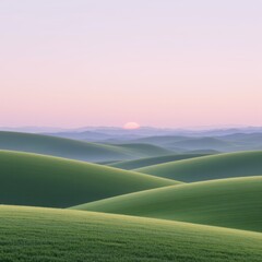 Obraz premium Rolling Green Hills at Sunrise