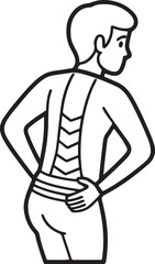 injured lumbar line art, black outline, vector and illustration, coloring book page line art drawing