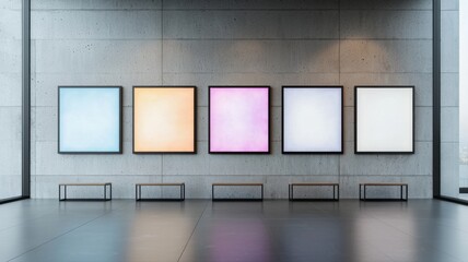 Futuristic Digital Art Installation with Colorful Abstract Data Patterns Reflecting on Floor data ai