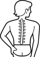 injured lumbar line art, black outline, vector and illustration, coloring book page line art drawing
