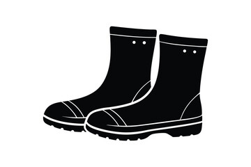 Silhouette art illustration a pair of wading boots with drainage holes.eps