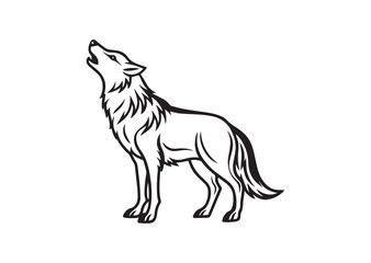 Obraz premium Howling Wolf Silhouette Vector