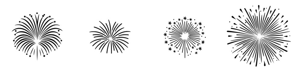 Obraz premium Vector illustration icons of fireworks representing celebration, joy, and festivities for events and occasions