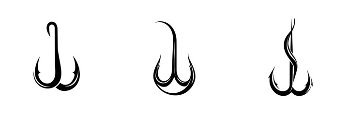 Obraz premium Vector illustration of fishing hooks in various styles suitable for outdoor and sport design projects