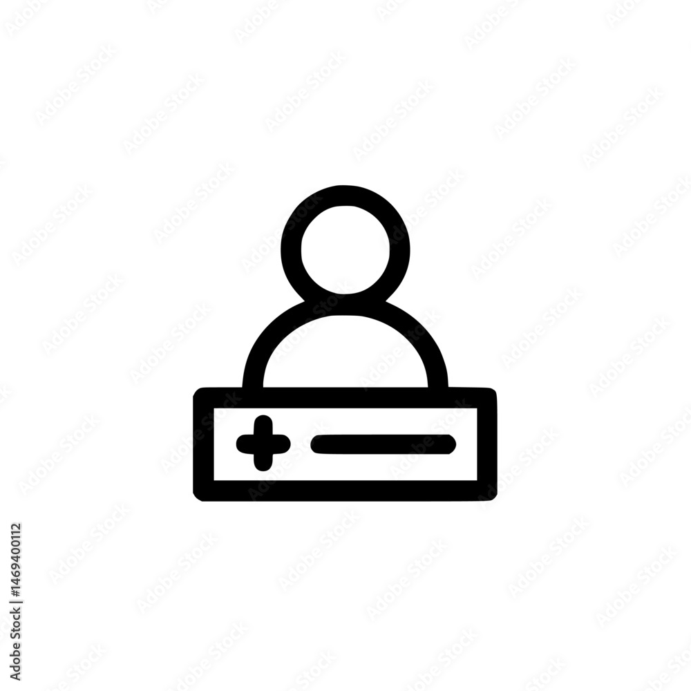 Poster simple vector illustration of a user icon with a plus sign for adding new profiles in digital interf