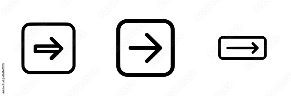 Poster various styles of right arrow vector icons displayed in differing sizes and designs for effective na
