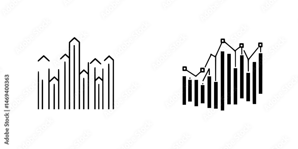 Poster vector illustration of growth and data visualization with line graphs and bar charts in a minimalist