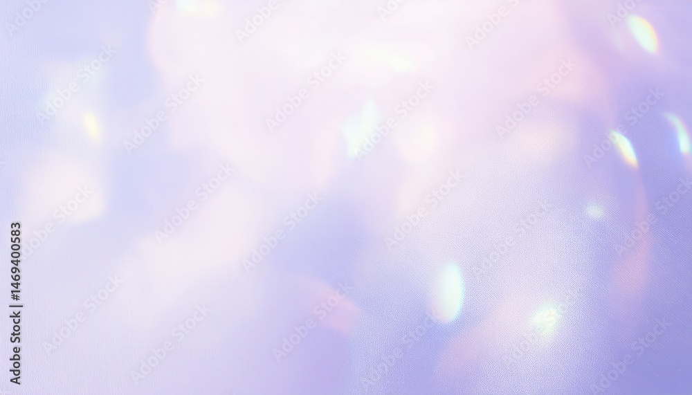 Poster ethereal pastel iridescent light reflection on soft lilac surface for dreamy web design, branding, o