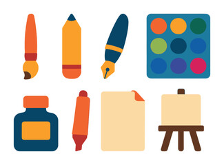 Creative art supplies for painting and drawing design projects