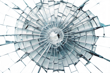 broken glass effect isolated on white background PNG , AI GENERATED
