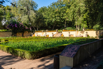 Obraz premium Baroque style of Jardim do Cerco with flower gardens and stairs, Mafra PORTUGAL