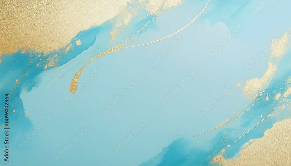 Poster elegant blue and gold abstract background with metallic texture and watercolor flow for luxury brand