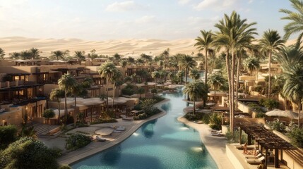 Fototapeta premium Desert Oasis Luxury Resort Architecture