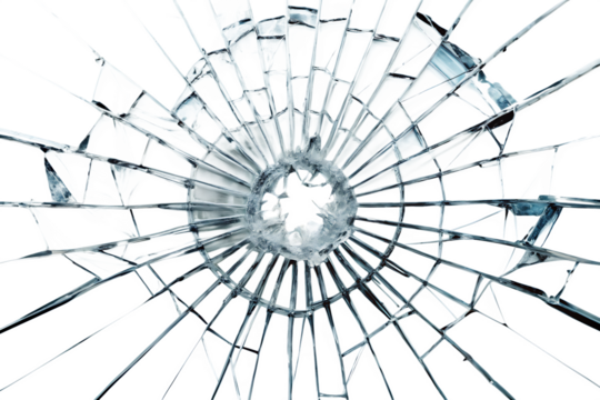 broken glass effect isolated on white background PNG , AI GENERATED