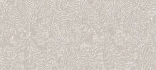 Abstract, monochrome feather-leaf pattern in soft gray tones over a light cream background, forming a seamless texture.
