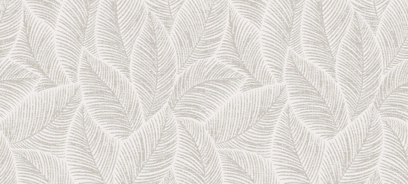 Abstract, monochrome feather-leaf pattern in soft gray tones over a light cream background, forming a seamless texture.
